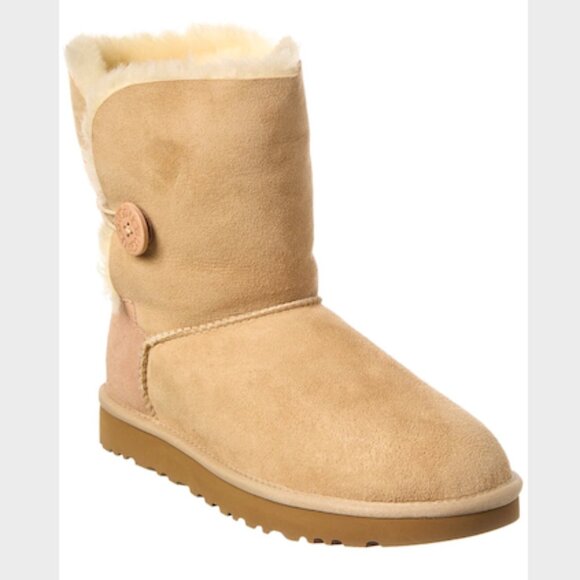 UGG Bailey Button II Suede & Shearling Boot Sand Suede 8 - Picture 1 of 12